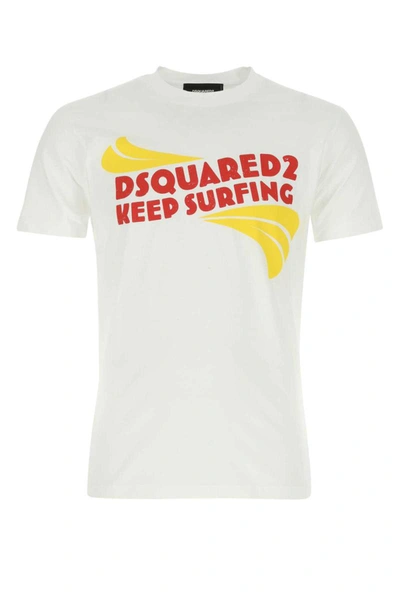 Dsquared2 Keep Surfing Cotton T-shirt In White