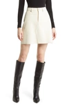 Frame Le High N Tight Leather Mini Skirt In Bone