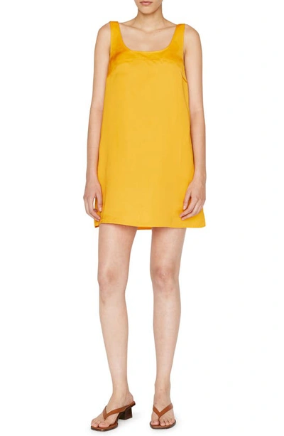 Frame Square-neck Twill Mini Dress In Nectarine