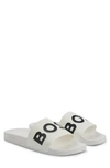 Hugo Boss Bay Logo-embossed Slides In White