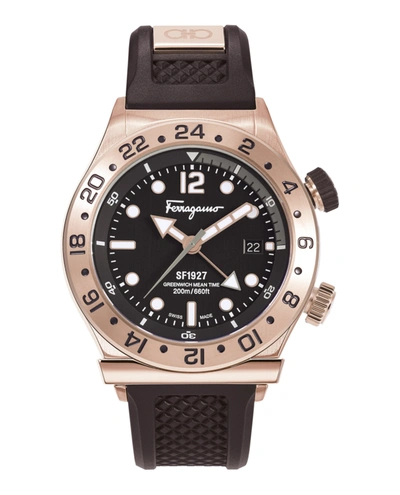 Ferragamo 1927 Rose Gold Silicone Strap Watch