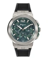 Ferragamo F-80 Titanium Tech Silicone Watch In Silver