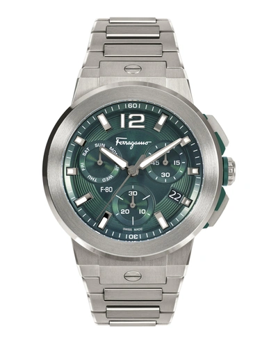 Ferragamo Men's F-80 Titanium Tech Chronograph Bracelet Watch In Silver