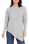 Karen Kane Petites Asymmetric Turtleneck Sweater In Light Heather Gray