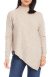 Karen Kane Asymmetric Turtleneck Sweater In Oat