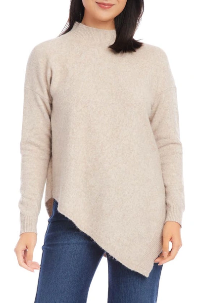 Karen Kane Asymmetric Turtleneck Sweater In Oat