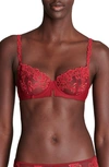 Simone Perele Wish Sheer Plunge Bra In Lipstick