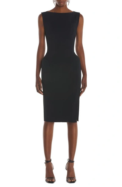 Mugler Sheer-pattern High-neck Dress In Black