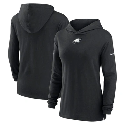 Nike Women's Dri-fit Sideline (nfl Philadelphia Eagles) Long-sleeve Hooded Top In Black