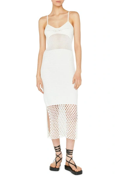 Frame Crochet-knit Midi Dress In Off White