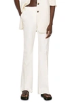 Frame Le High Flare Stretch Cotton Trouser Pants In Blanc