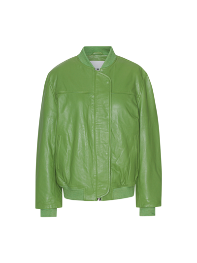 Remain Birger Christensen Jacket With Baseball Collar In Green