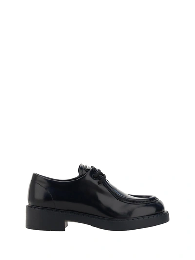 Prada Chocolate Leather Casual Loafers In Black