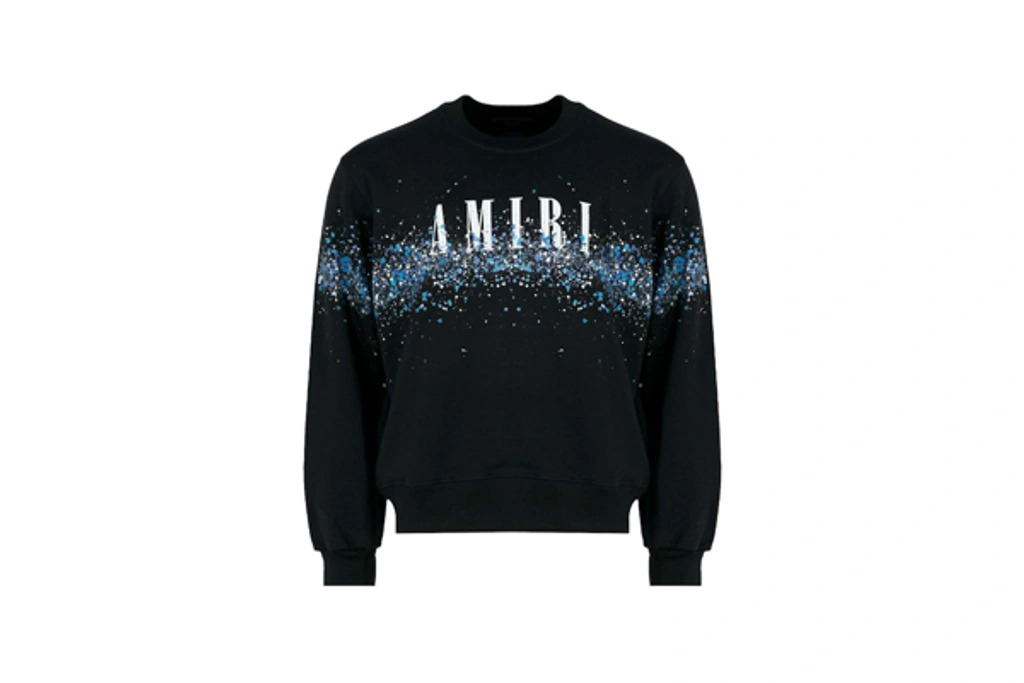 AMIRI Crystal Splash Logo Sweatshirt Black/Blue Men's - US