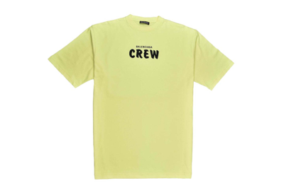 Pre-owned Balenciaga Crew Logo T-shirt Fluo Yellow