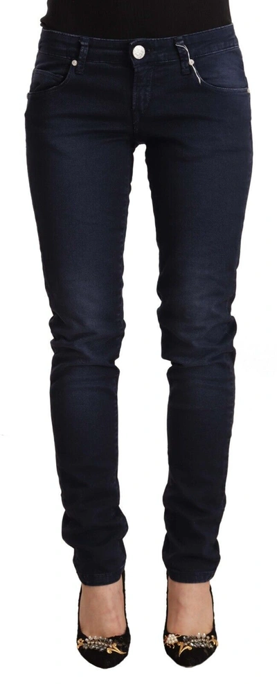 Acht Blue Washed Cotton Low Waist Slim Fit Denim Jeans