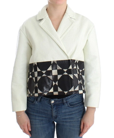 Andrea Pompilio Exclusive Black &amp; White Leather Women's Jacket In Black/white