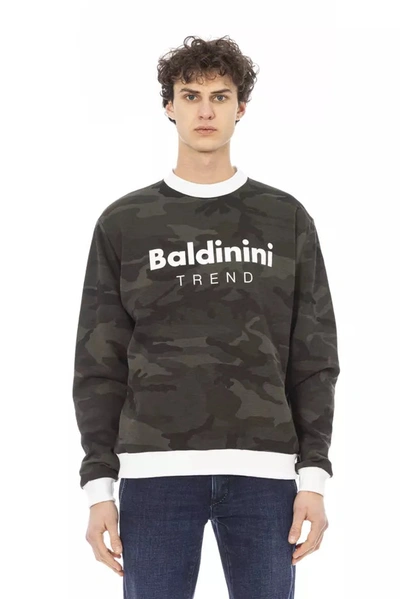 BALDININI TREND BALDININI TREND ARMY COTTON FLEECE HOODIE WITH FRONT MEN'S LOGO