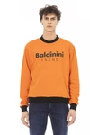 BALDININI TREND BALDININI TREND ORANGE COTTON FLEECE HOODIE WITH FRONT MEN'S LOGO