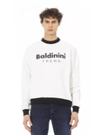 BALDININI TREND BALDININI TREND CHIC WHITE COTTON FLEECE HOODIE WITH FRONT MEN'S LOGO