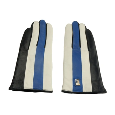 Cavalli Class Elegant Black And Blue Lambskin Gloves