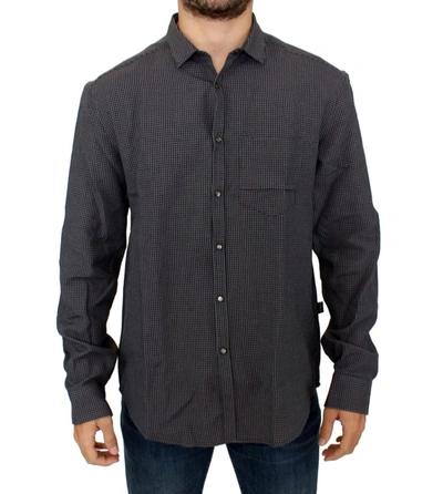 Costume National Chic Gray Checked Casual Linen Blend Men's Shirt