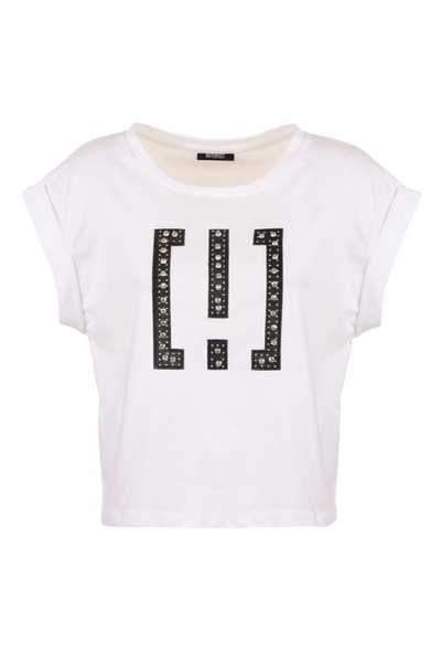 Imperfect Chic White Cotton Tee With Brass Women's Accents