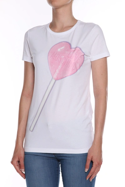 Love Moschino Chic Graphic Cotton Tee For Women's Her In White