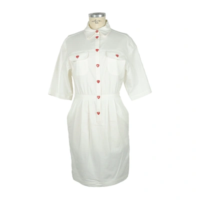 Love Moschino Chic Short Sleeve Buttoned Women's Dress In White