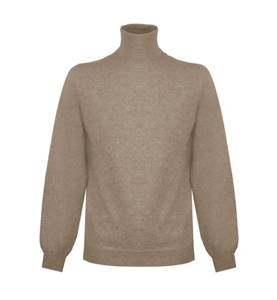 Malo Beige High Neck Cashmere Men's Sweater