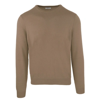 Malo Italian Wool-cashmere Blend Roundneck Men's Sweater In Beige
