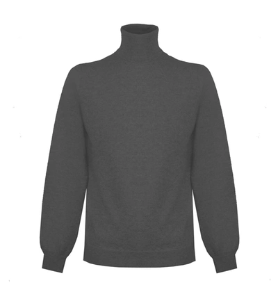 Malo High Neck Cashmere Sweater In Elegant Men's Grey In Gray
