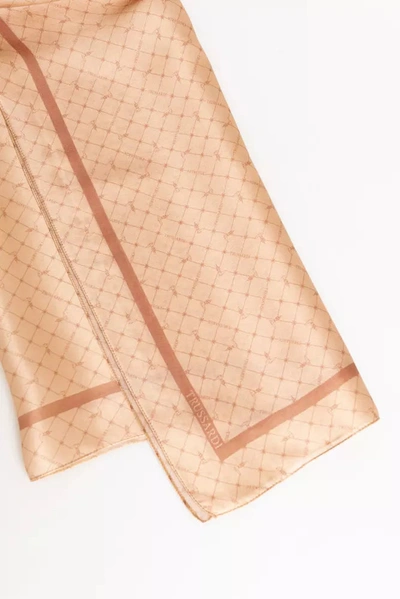 Trussardi Retro Chic All-over Print Silk Women's Scarf In Pink