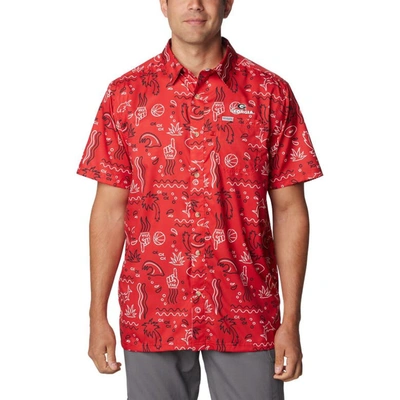 Columbia Men's Super Slack Tide Camp Shirt In Red Spark Kona