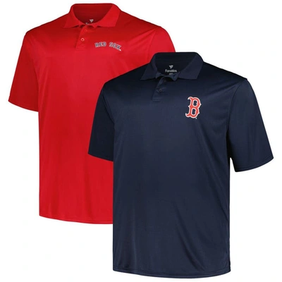 Profile Men's  Navy, Red Boston Red Sox Big And Tall Two-pack Solid Polo Shirt Set In Navy,red