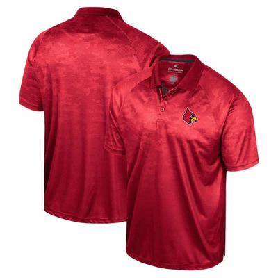 Colosseum Men's  Red Louisville Cardinals Honeycomb Raglan Polo Shirt