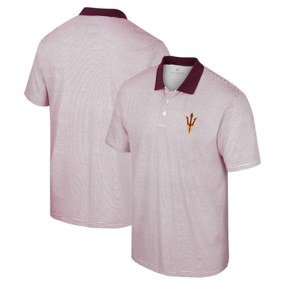Colosseum Men's  White, Cardinal Arizona Sun Devils Print Stripe Polo Shirt In White,maroon