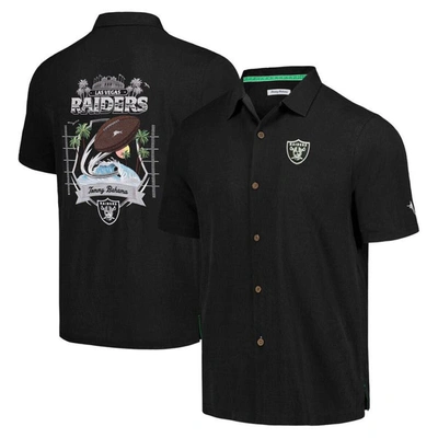 Tommy Bahama Men's  Black Las Vegas Raiders Tidal Kickoff Camp Button-up Shirt