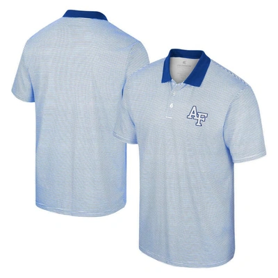 Colosseum Men's  White, Royal Air Force Falcons Print Stripe Polo Shirt In White,royal