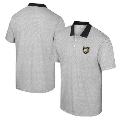 Colosseum Men's  White, Black Army Black Knights Print Stripe Polo Shirt In White,black