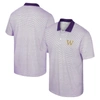 Colosseum Men's  White, Purple Ecu Pirates Print Stripe Polo Shirt In White