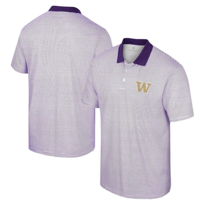 Colosseum Men's  White, Purple Ecu Pirates Print Stripe Polo Shirt In White,purple