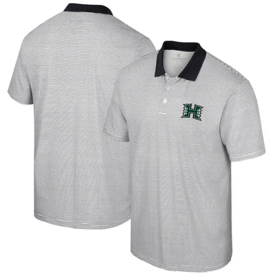 Colosseum Men's  White Hawaii Athletics Print Stripe Polo Shirt