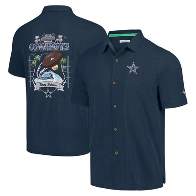 TOMMY BAHAMA TOMMY BAHAMA NAVY DALLAS COWBOYS TIDAL KICKOFF CAMP BUTTON-UP SHIRT