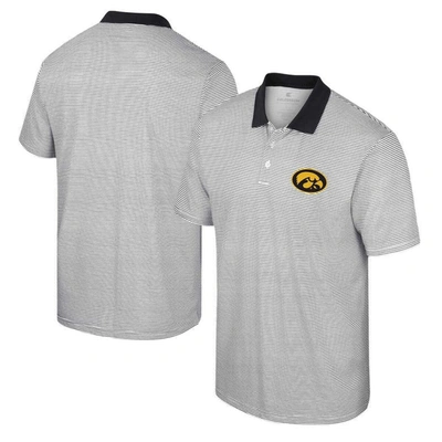 Colosseum Men's  White Iowa Hawkeyes Print Stripe Polo Shirt