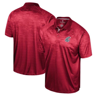 Colosseum Men's  Crimson Washington State Cougars Honeycomb Raglan Polo Shirt