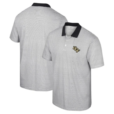 Colosseum Men's  White, Black Michigan Wolverines Print Stripe Polo Shirt In White,black