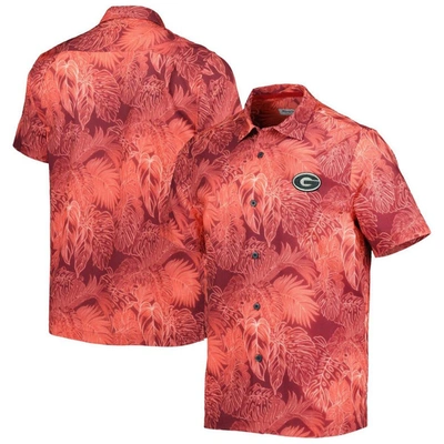 TOMMY BAHAMA TOMMY BAHAMA RED GEORGIA BULLDOGS COAST LUMINESCENT FRONDS CAMP BUTTON-UP SHIRT