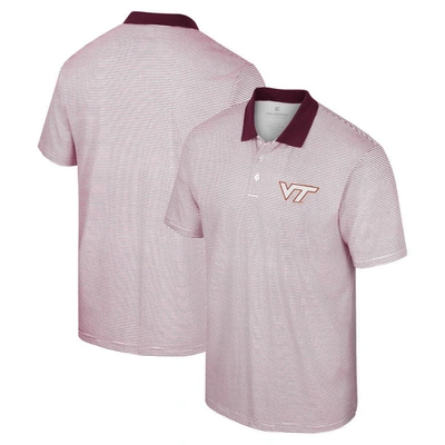 Colosseum Men's  White Virginia Tech Hokies Print Stripe Polo Shirt