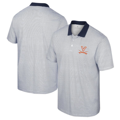 Colosseum Men's  White, Navy Virginia Cavaliers Print Stripe Polo Shirt In White,navy